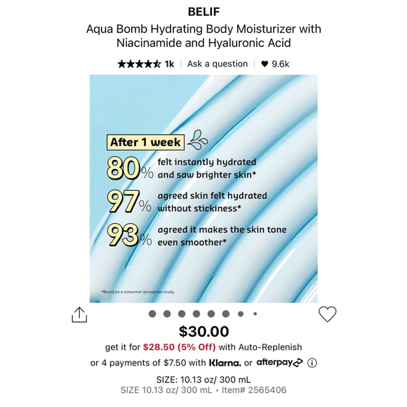 BELIF Aqua Bomb Hydrating Body Moisturizer with Niacinamide and Hyaluronic Acid - Picture 2 of 2